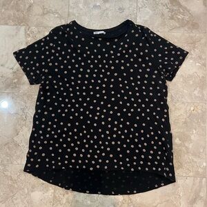 Zara black and tan polka dot t-shirt with duck tail
